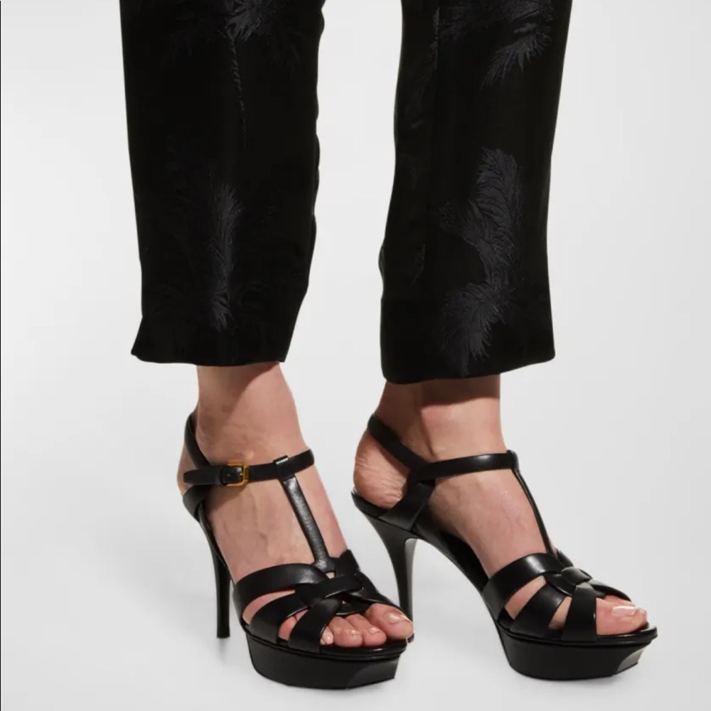 Saint Laurent, Tribute leather platform sandals